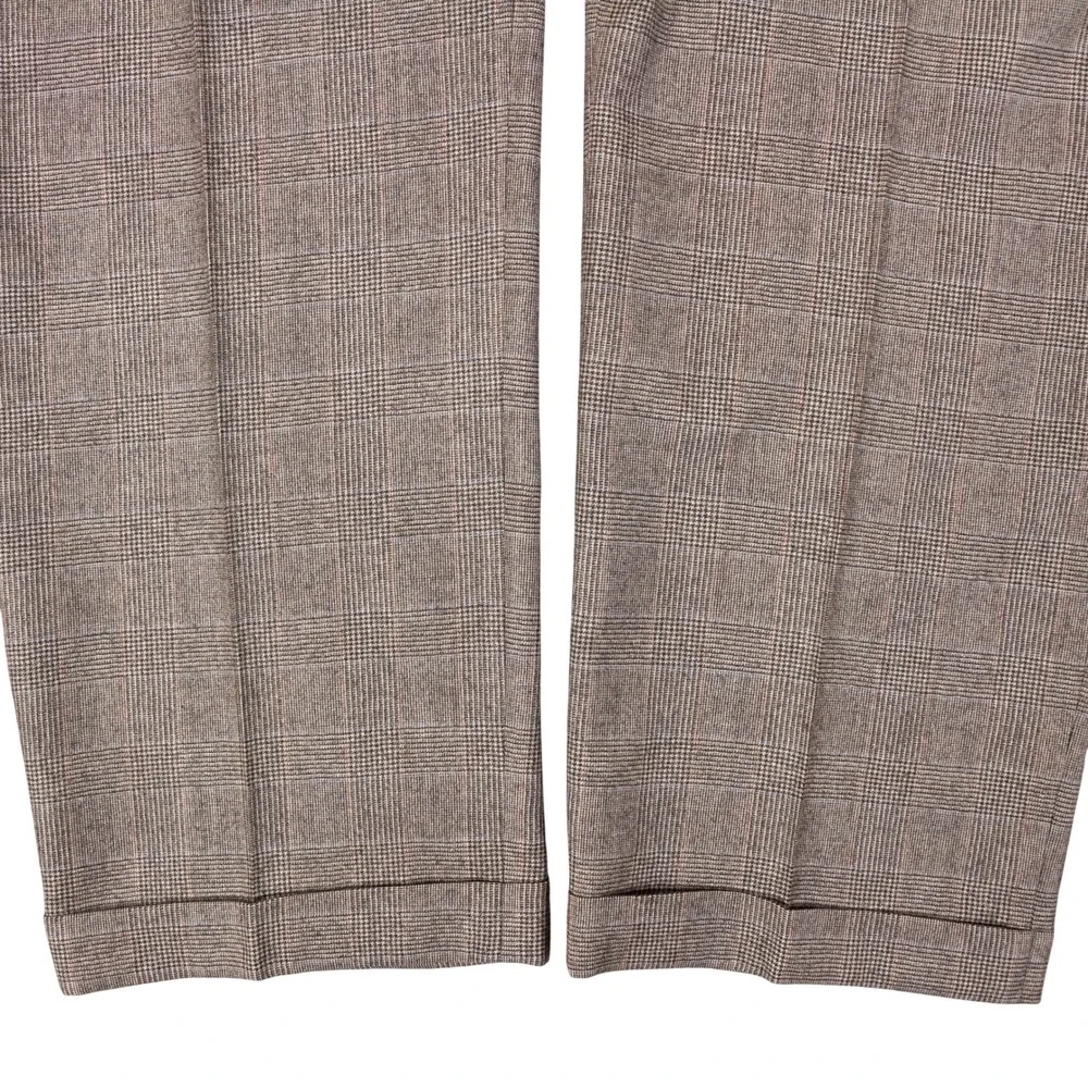 Brooks Brothers Mens 44x31 Wool Cashmere Glen Plaid Dress Pants Brown
